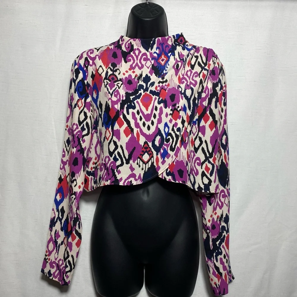 Zara Multi Color Long Sleeves Crop top Size L